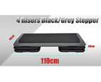 Aerobic Step - 110Cm*40Cm Cardio Exercise Stepper - Black Stepper + 4 Risers