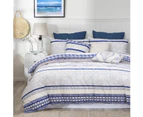 Amsons 100% Cotton Quilt Cover Set - Hampton - Cream/Blue