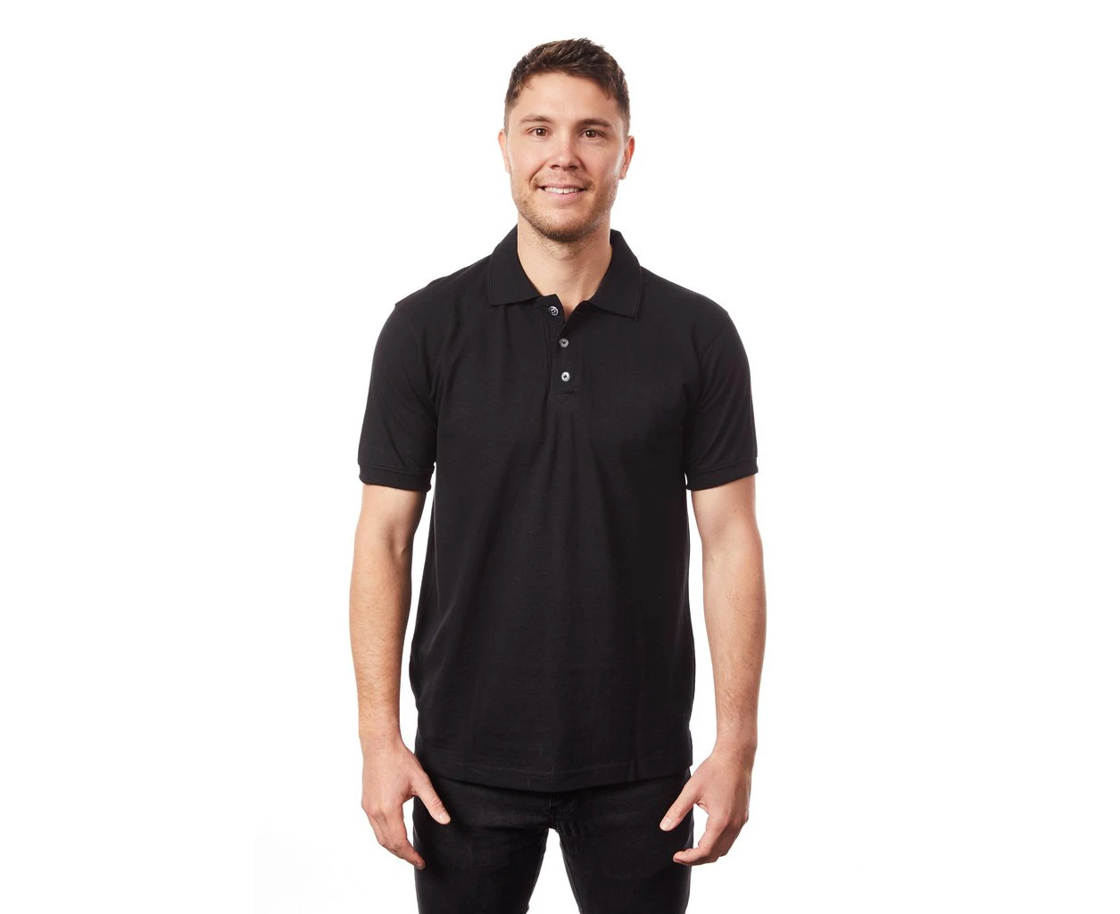 Tipsy Koala Men's Black Solid Cotton Polo Shirt