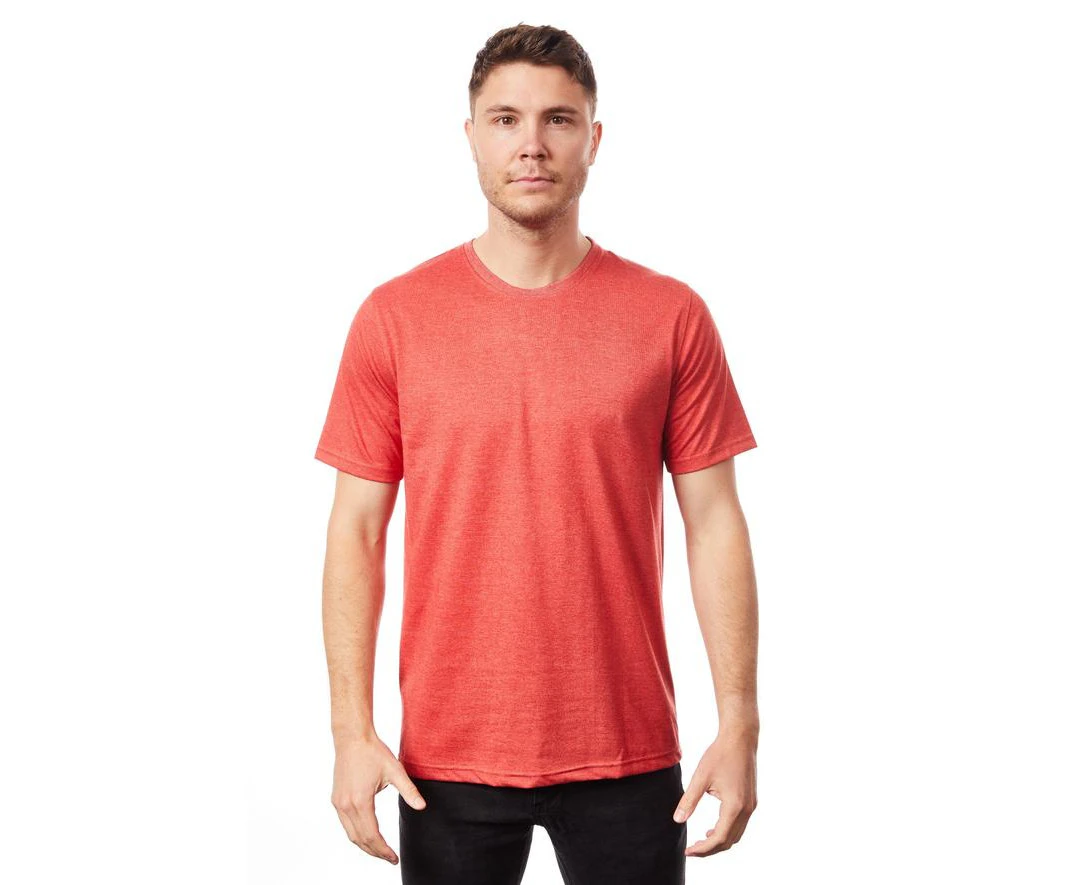 Tipsy Koala Men's Red Melange Round Neck Cotton T Shirt