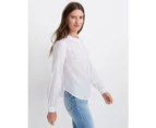 Madewell Womens Shirred Popover Top White