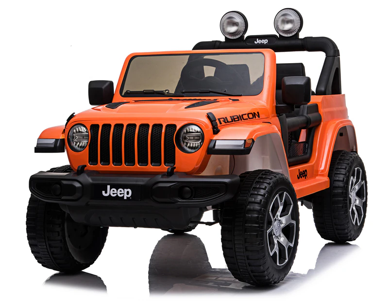 Jeep Wrangler Rubicon Kids Remote Control Electric 12V Ride-On Car - Orange  