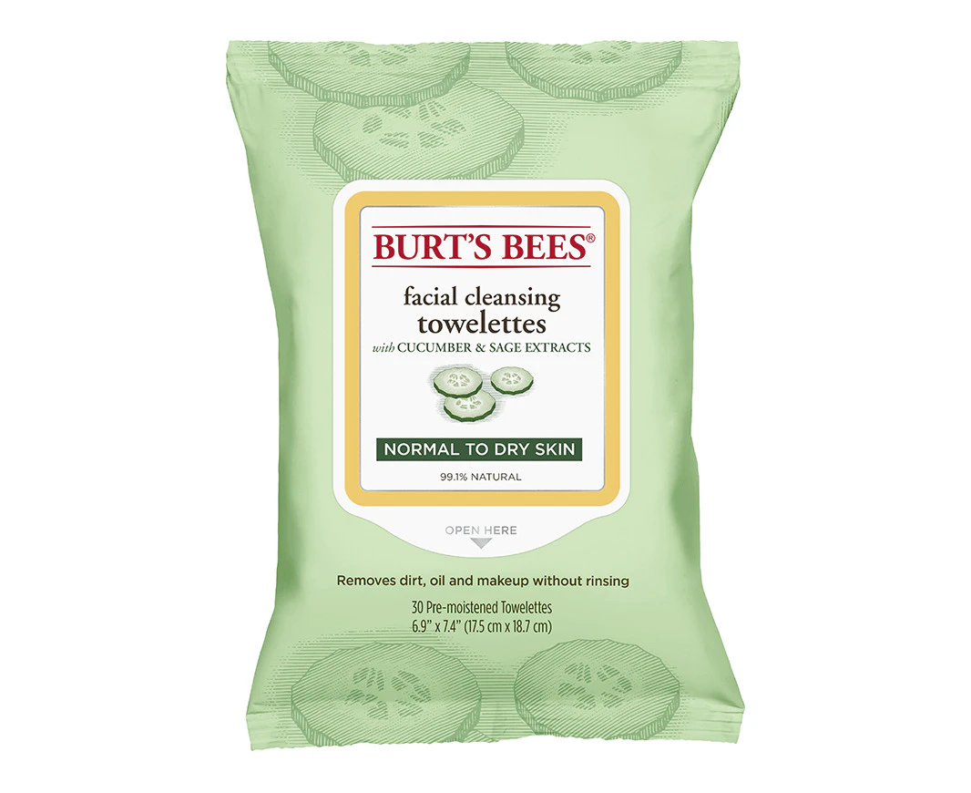 Burt's Bees Facial Cleansing Towelettes With Cucumber & Sage Extracts 30