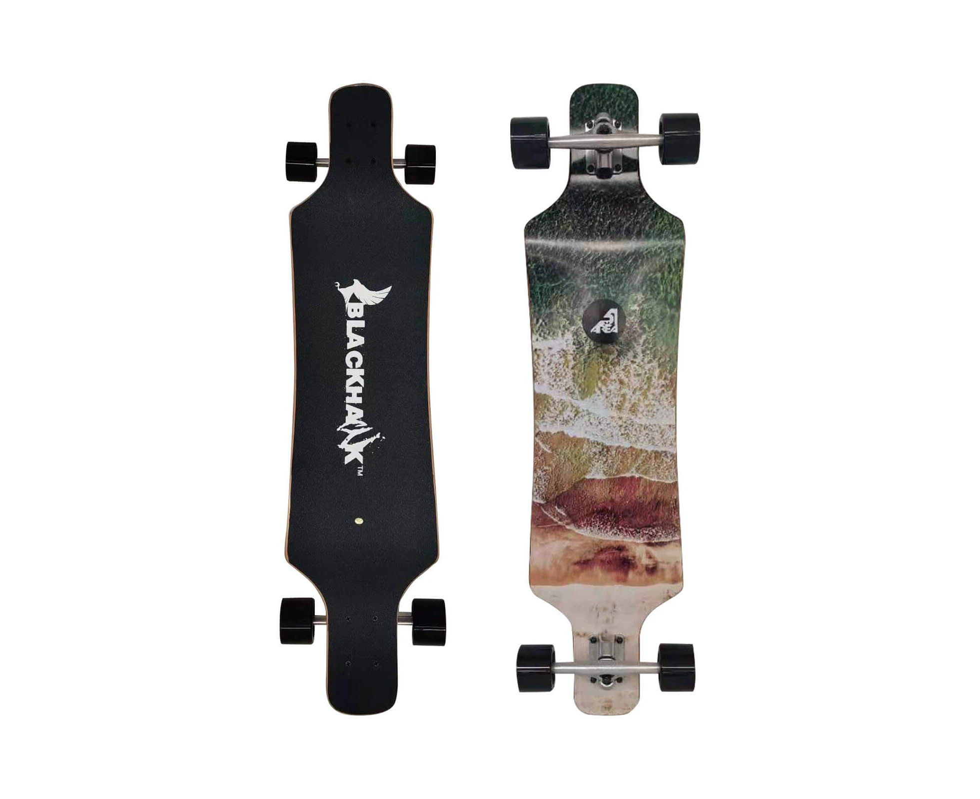 BLACKHAWK 39 x 9.5" 7ply Drop Down Maple Deck ABEC7 Cruiser Freerider Skateboard