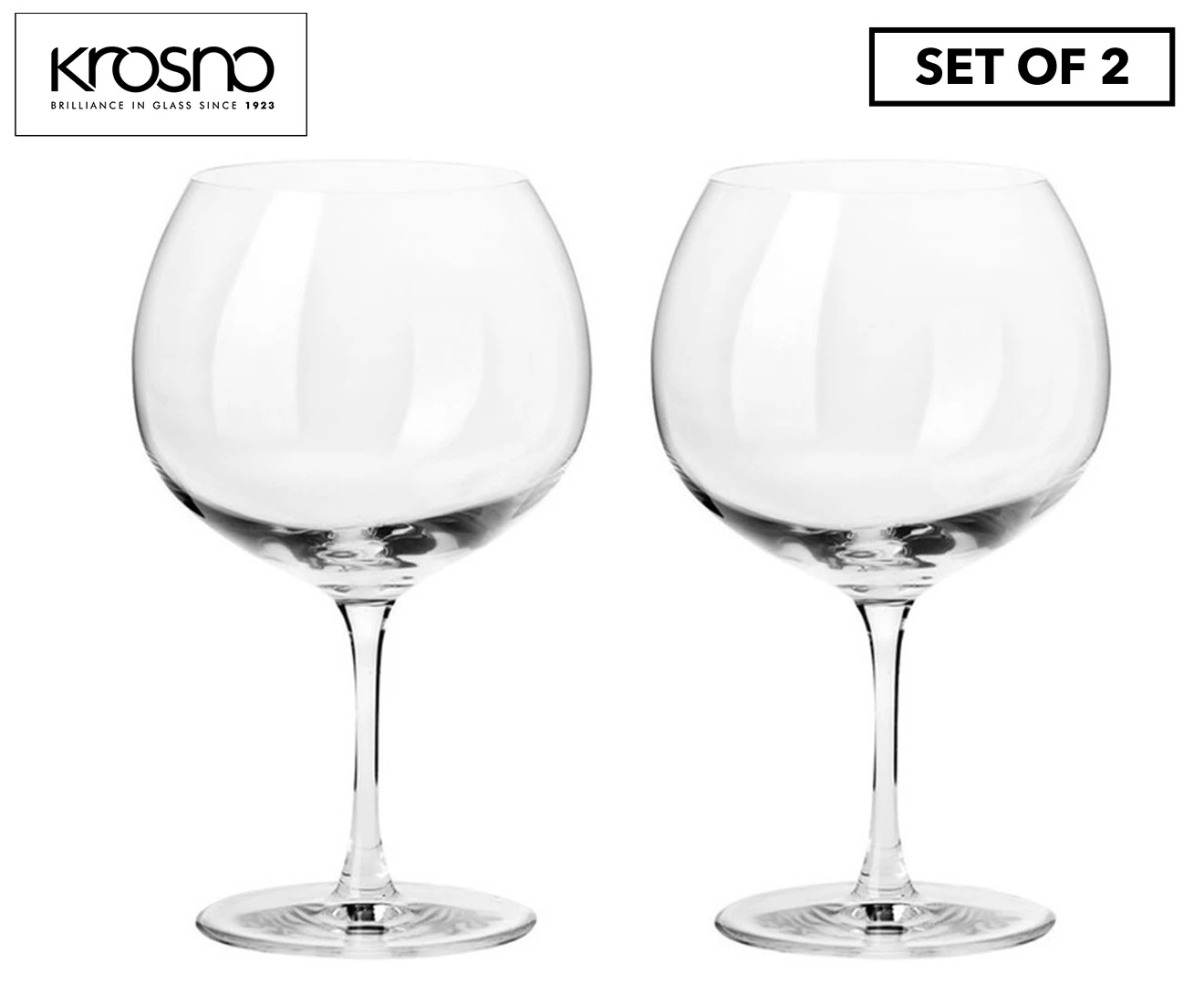 Set of 2 Krosno 670mL Duet Gin Balloon Glasses