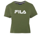 Fila Women's Crop Set Tee / T-Shirt / Tshirt - Olive Green