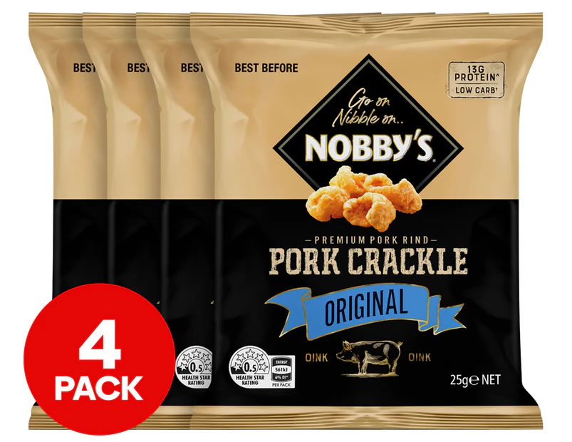 4 x Nobby's Pork Crackle Original 25g