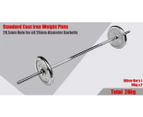 Total 28kg - Barbell Weights - 180cm Barbell Bar + 10kg x 2 Silver Weight Plate