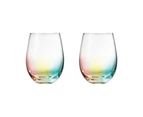 Jewelchic II Set of 2 Stemless Wine Glasses Rainbow