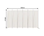 Costway 6 Panel Room Divider Folding Privacy Screen 3x1.8M Partition Freestanding Steel Frame Home Office,White