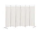 Costway 6 Panel Room Divider Folding Privacy Screen 3x1.8M Partition Freestanding Steel Frame Home Office,White