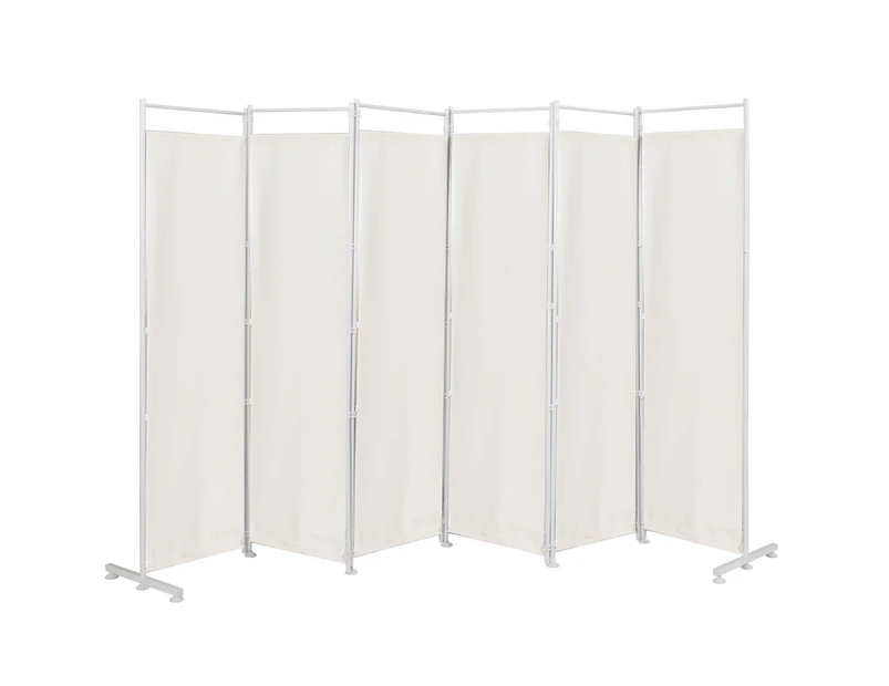 Costway 6 Panel Room Divider Folding Privacy Screen 3x1.8M Partition Freestanding Steel Frame Home Office,White