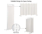 Costway 6 Panel Room Divider Folding Privacy Screen 3x1.8M Partition Freestanding Steel Frame Home Office,White