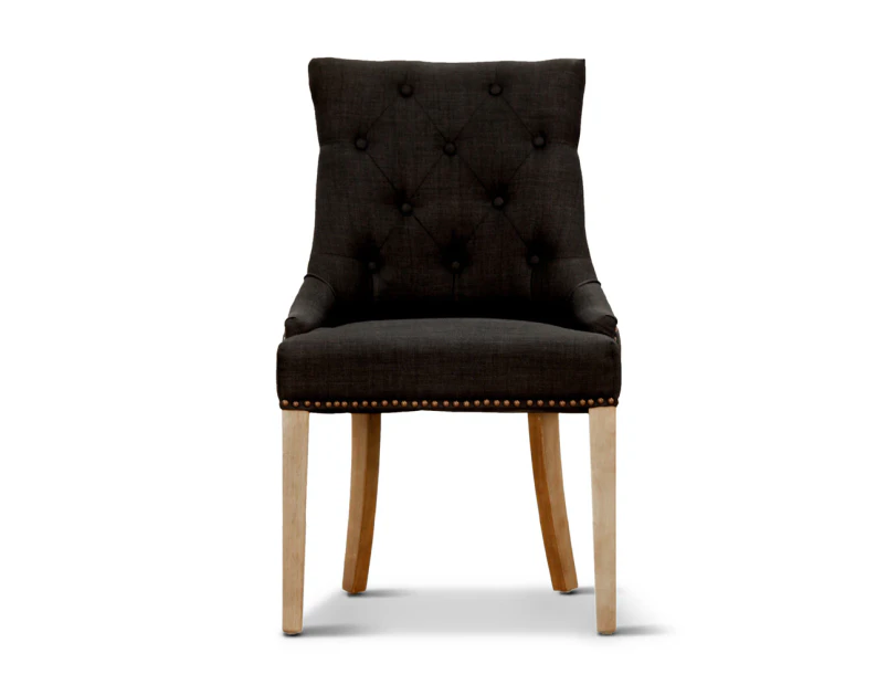 Jasmine Upholstered Fabric Wing Chair - Charcoal