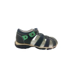 Boys Shoes Surefit Peter Covered Toe Heel In Hook And Loop Leather Sandals - Navy/Green