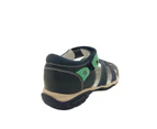 Boys Shoes Surefit Peter Covered Toe Heel In Hook And Loop Leather Sandals - Navy/Green