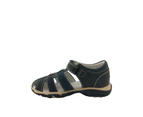 Boys Shoes Surefit Peter Covered Toe Heel In Hook And Loop Leather Sandals - Navy/Green