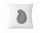 Amsons Embroidered Cushion Cover Pair-Block White- White/Navy