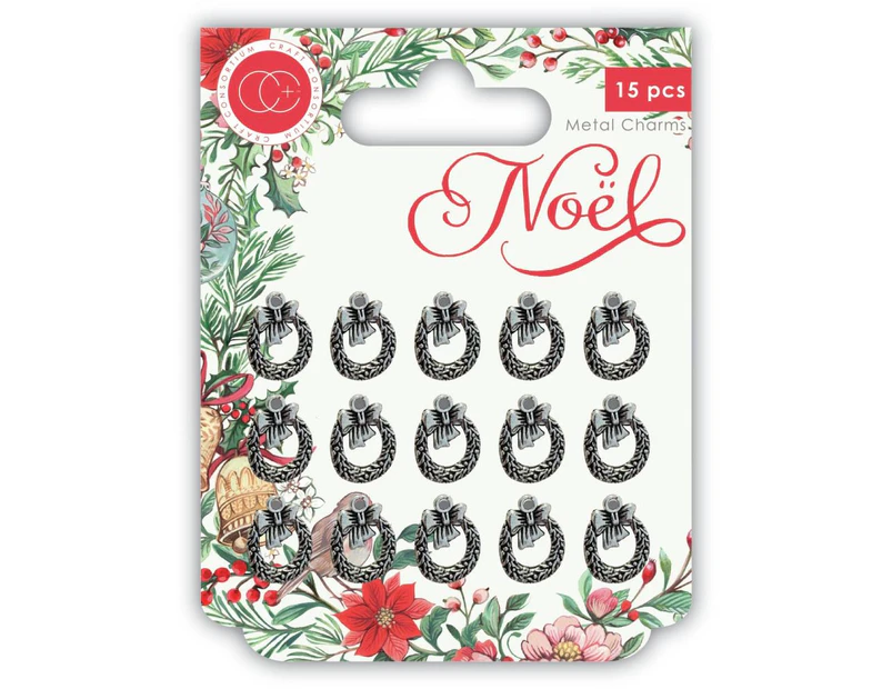 Craft Consortium Noel Metal Charms 15 pack  - Wreath