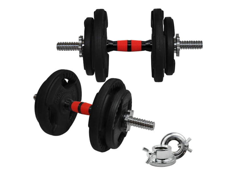 Total 19kg - 40cm Dumbell Bar - 1.25kgx4 + 2.5kgx4 - Rubber Coated Weight Plate