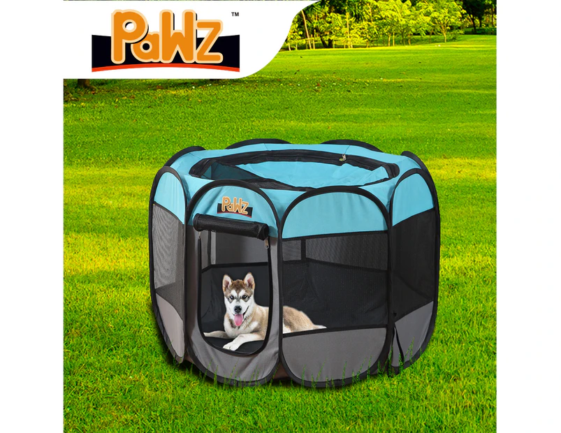 PaWz Dog Playpen Pet Play Pens Foldable Panel Tent Cage Portable Puppy Crate 30" - Navy Blue