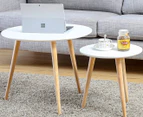 Hello Furniture 2-Piece Aura Round Wood Coffee Table Set - White