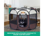 PaWz Dog Playpen Pet Play Pens Foldable Panel Tent Cage Portable Puppy Brown 62"