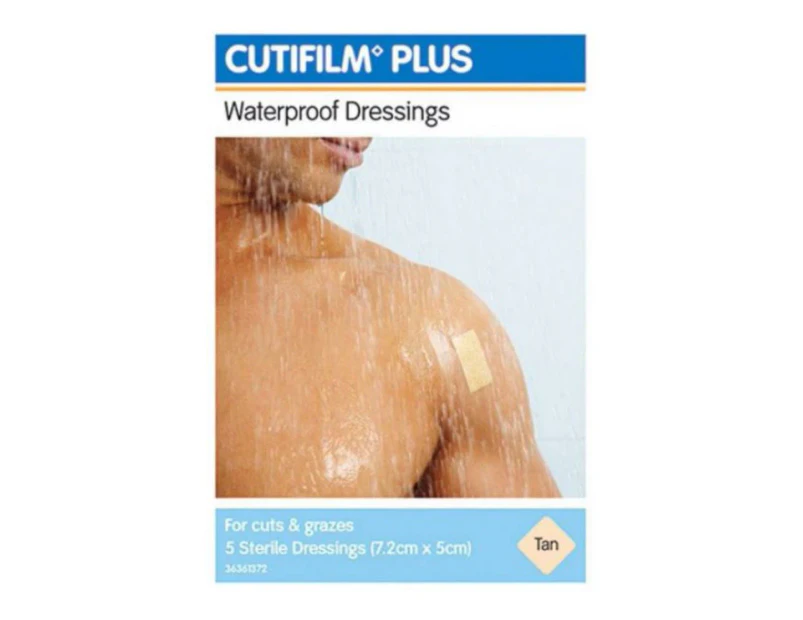 Cutifilm Plus Tan Waterproof Dressing 7.2cm x 5cm 5 Pack