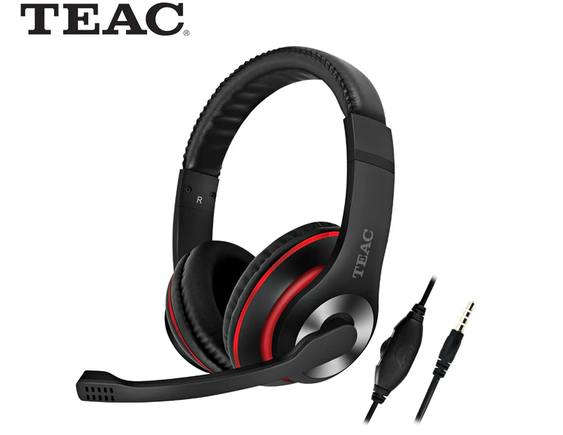TEAC Wired Gaming Headset w/ Mic - Black/Red GHM005