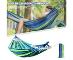 Blue Double Hanging Hammock Outdoor Garden Travel Beach Camping Swinging Bed