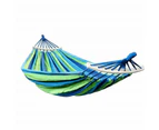 Blue Double Hanging Hammock Outdoor Garden Travel Beach Camping Swinging Bed