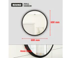 ELEGANT Round Wall Mirrors Bathroom Makeup Mirror Black Iron Frame 600x600x4mm