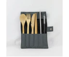 6pc Travel Cutlery Set | Reusable Bamboo Cutlery | Carry Pouch | Charcoal