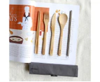 6pc Travel Cutlery Set | Reusable Bamboo Cutlery | Carry Pouch | Charcoal