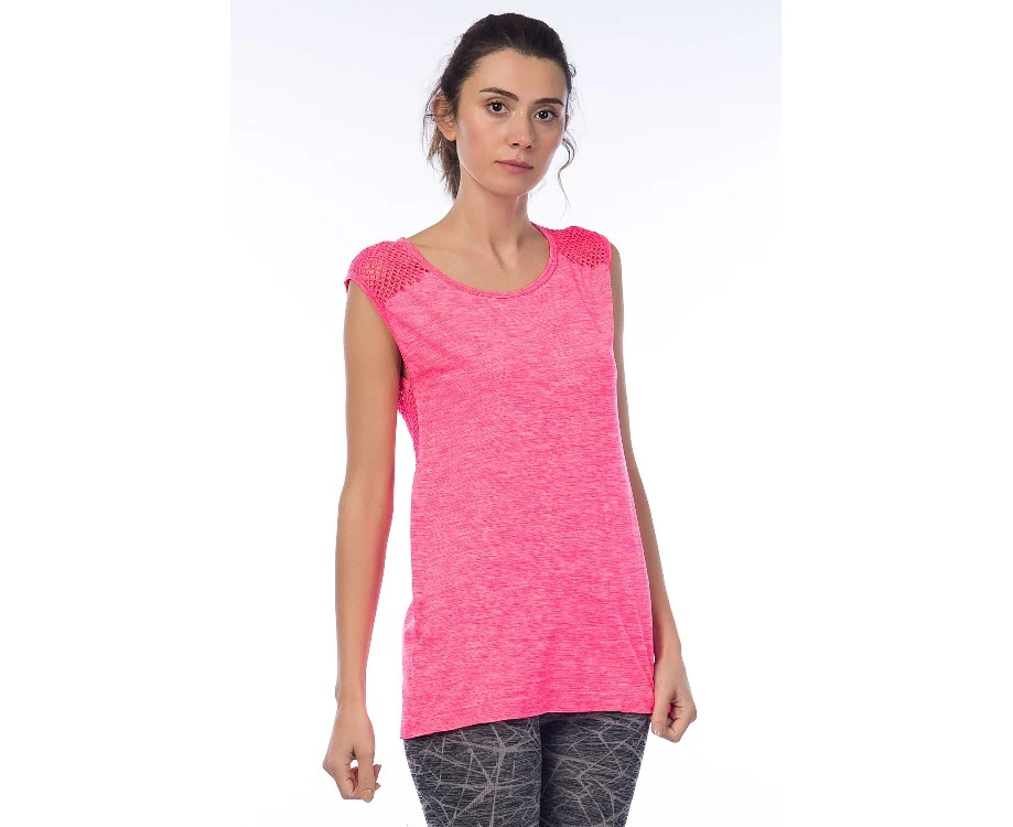 Jerf  Womens Cape Pink Melange Seamless Active Top Mesh