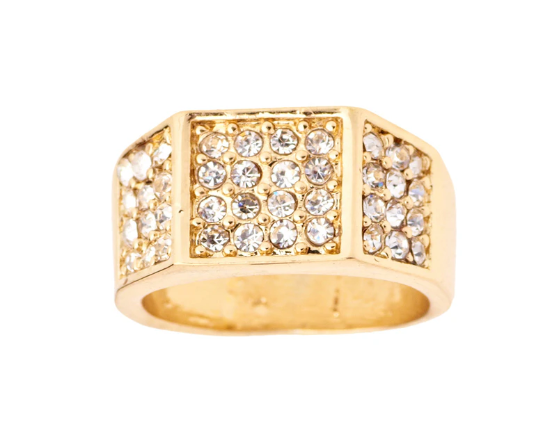 Iced Out Bling Hip Hop Designer Ring - EDGY CZ gold - Gold