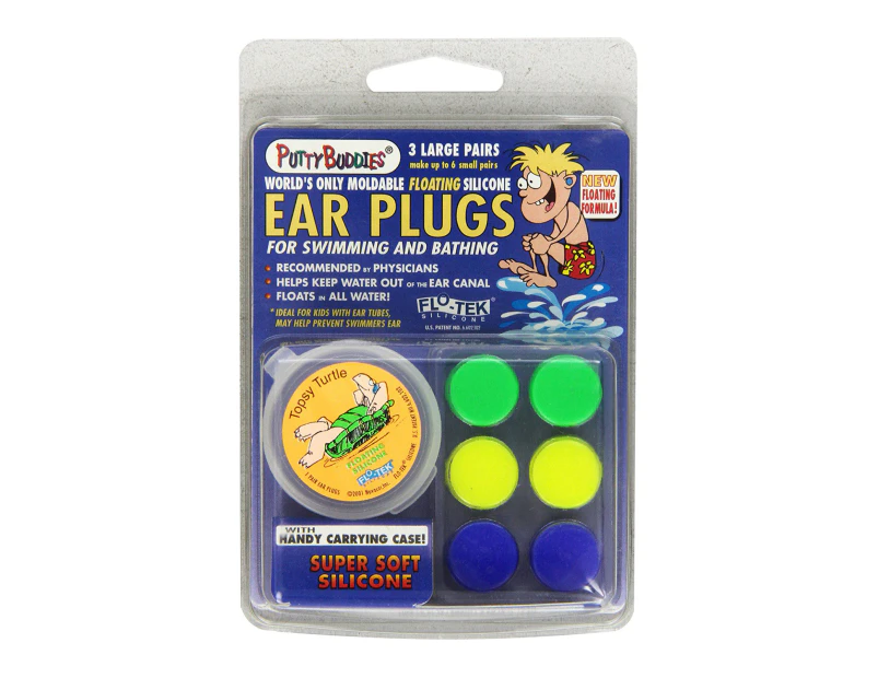 Putty Buddies Premium Floating Silicone Ear Plugs 3 Pairs With Case