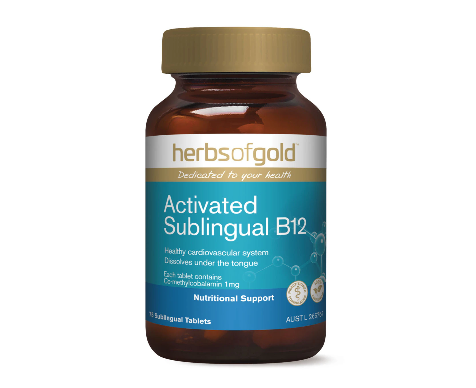 Herbs Of Gold Activated Sublingual B12 Tablets 75