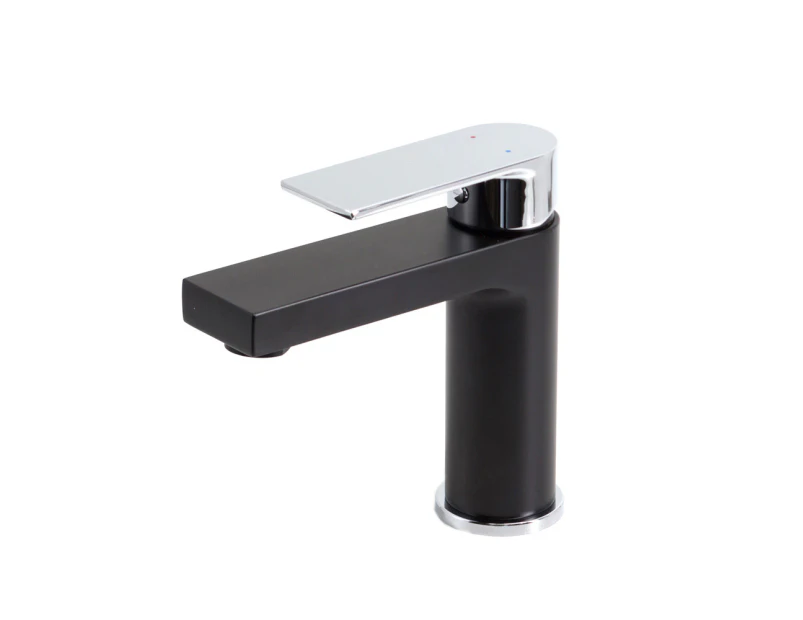 AGUZZO PRATO Bathroom Basin Mixer Tap - Matte Black with Chrome Handle