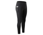 Adore Women Yoga Pants With Side Pockets Fitness Running Leggings Perspiration Quick Drying Tight Pants 2088-Black