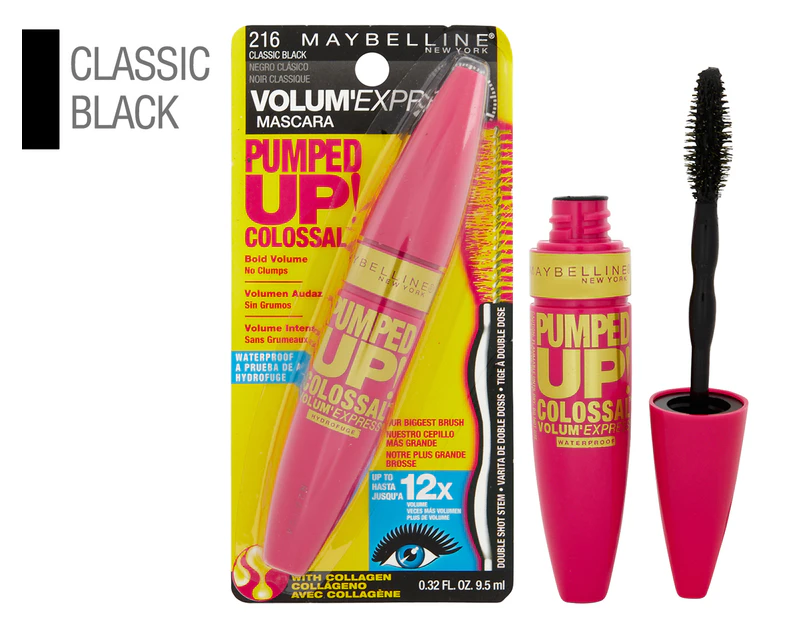 Maybelline Volum'Express Pumped Up Colossal Waterproof Mascara 9.5mL - Classic Black