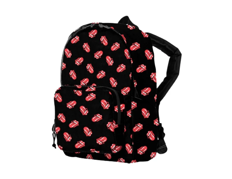 Rolling Stones Kids Backpack Tongue Band Logo Allover Print  Official - Black