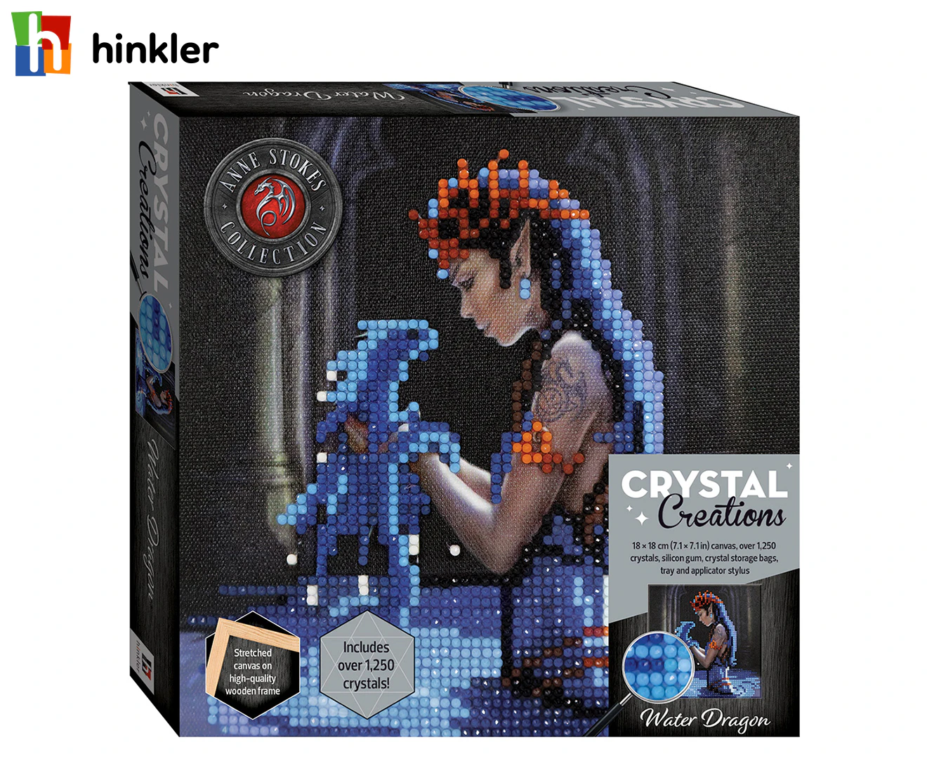 Art Maker Crystal Creations Canvas Anne Stokes: Water Dragon Kit Craft 14y+