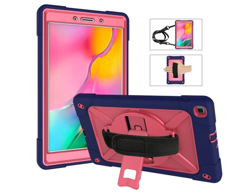WIWU C-Robot Tablet Case Rugged Heavy Duty Shockproof Stand Cover For Samsung Galaxy Tab A 8.0 T290/T295(2019)-Navy&RoseRed