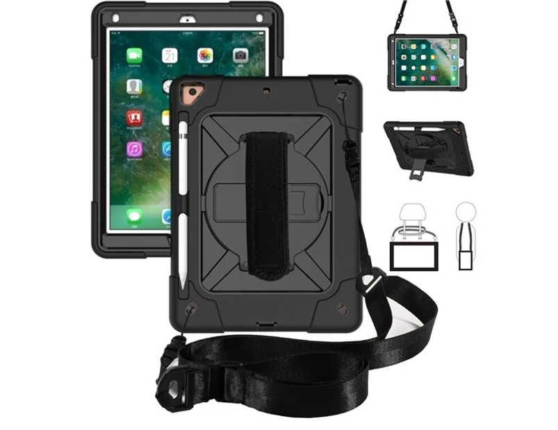 WIWU C-Robot Tablet Case Rugged Heavy Duty Shockproof Stand Cover For iPad Mini 1/2/3/4/5 Air Pro 7.9"/9.7"/10.2"/11"-Black&Black