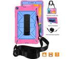 WIWU C-Robot Tablet Case Rugged Heavy Duty Shockproof Stand Cover For Samsung Galaxy Tab A 10.1 T515/T510(2019)-RoseRed&Blue