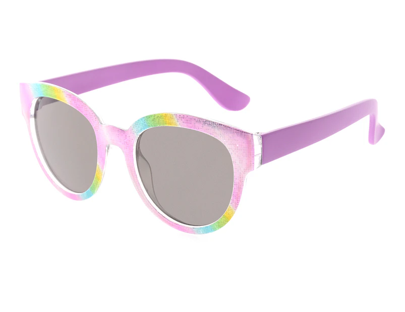 Freckles Girls' Rainbow Glitter Round Sunglasses - Rainbow