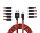 WIWU 10Packs USB Type C Cable Nylon Braided Phone Cable iPad Air 4 iPad 8 USB Cord -Red Black