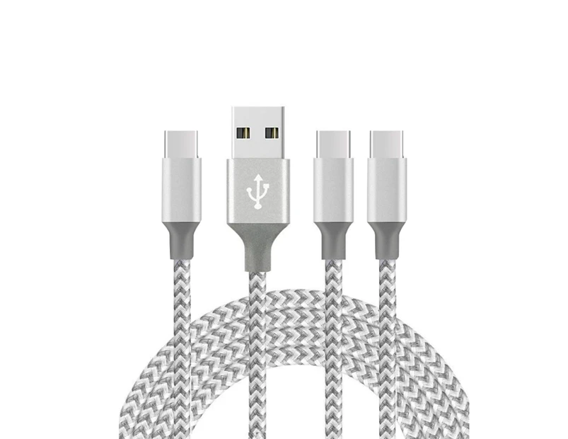 WIWU 3Packs USB Type C Cable Nylon Braided Phone Cable iPad Air 4 iPad 8 USB Cord - greywhite