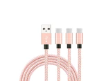 WIWU 3Packs USB Type C Cable Nylon Braided Phone Cable iPad Air 4 iPad 8 USB Cord -Pink White